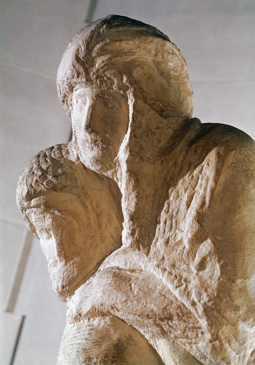 Rondanini Pieta, fragment marmurowych głów Chrystusa i Marii autorstwa Michelangelo Buonarroti