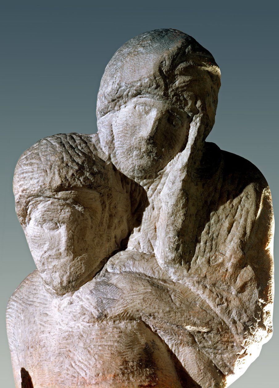 Rondanini Pieta, fragment marmurowych głów Chrystusa i Marii autorstwa Michelangelo Buonarroti