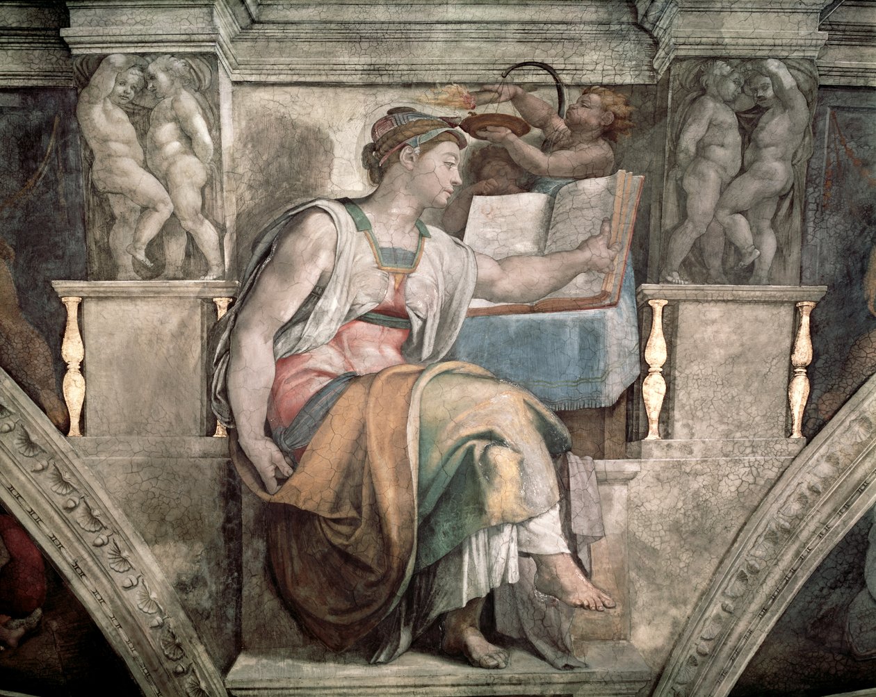 Sufit Kaplicy Sykstyńskiej: Sybilla Erytrejska, 1508-12 autorstwa Michelangelo Buonarroti