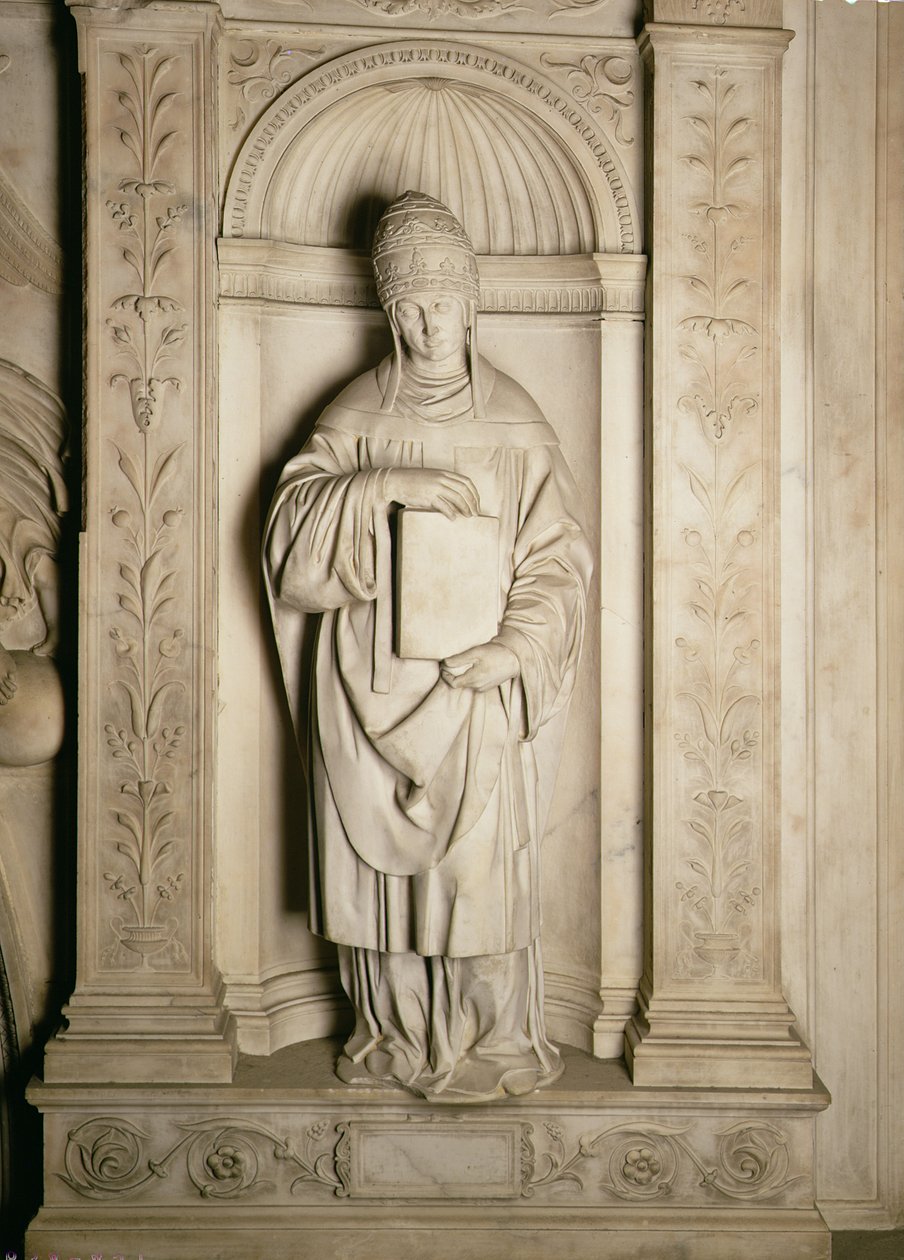 Św. Grzegorz (ok.540-604) z ołtarza Piccolomini, 1501-4 (marmur) autorstwa Michelangelo Buonarroti