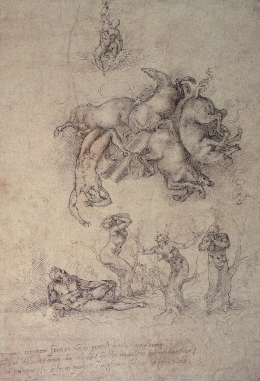 Upadek Faetona, 1533 autorstwa Michelangelo Buonarroti