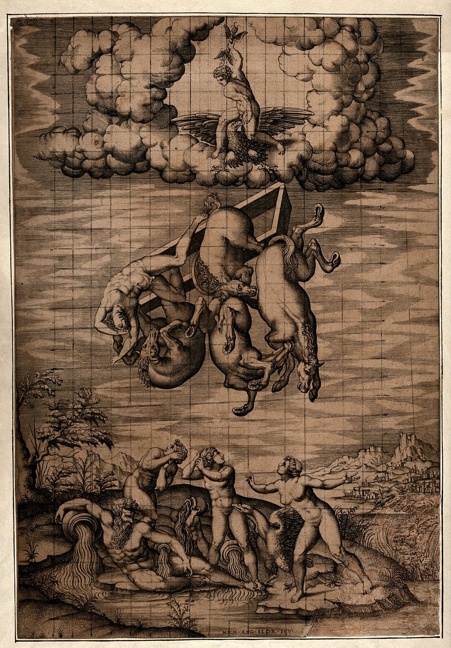Upadek Faetona autorstwa Michelangelo Buonarroti