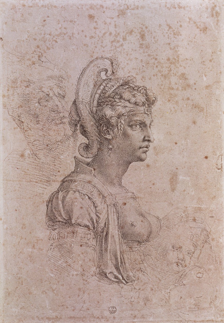 Zenobia, królowa Palmyry, Syria (III wne) (węgiel na papierze) autorstwa Michelangelo Buonarroti