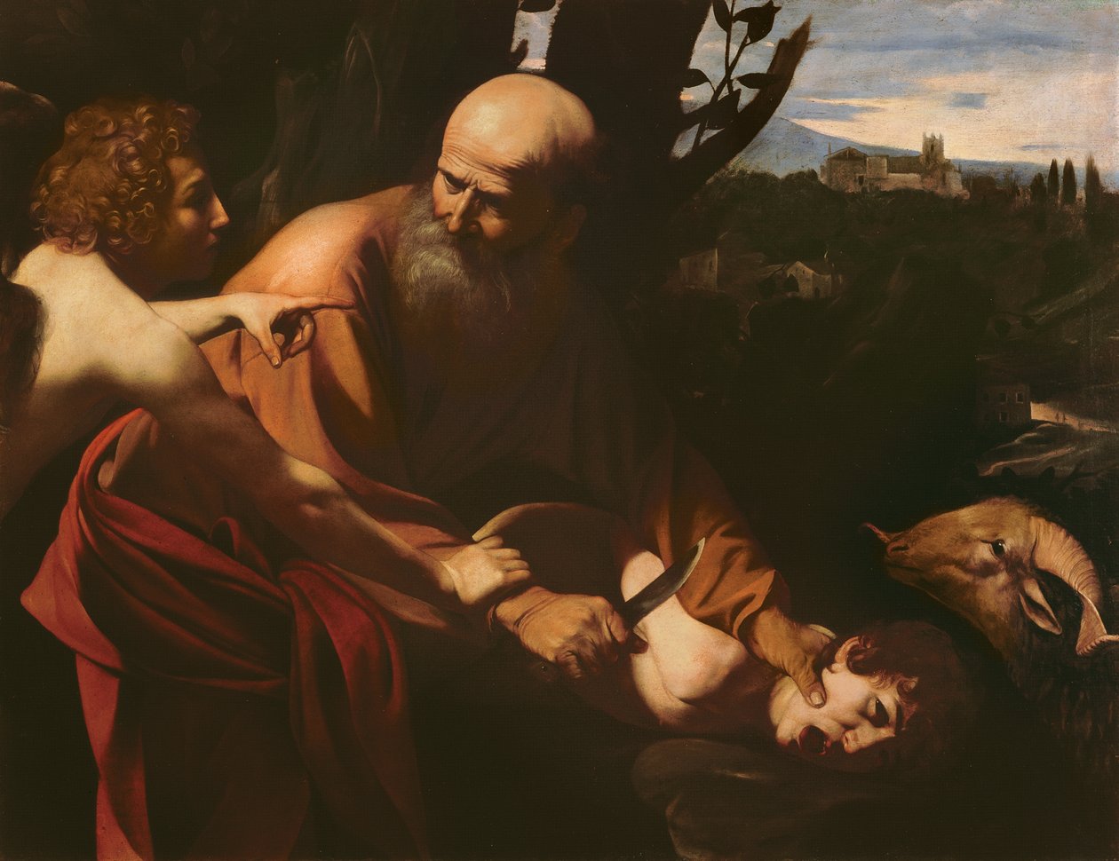 Ofiara Izaaka, 1603 autorstwa Michelangelo Merisi Caravaggio
