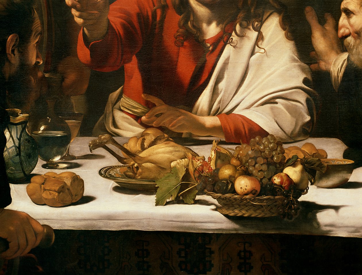 Wieczerza w Emaus, 1601 (olej i tempera na płótnie) (detal 928) autorstwa Michelangelo Merisi Caravaggio