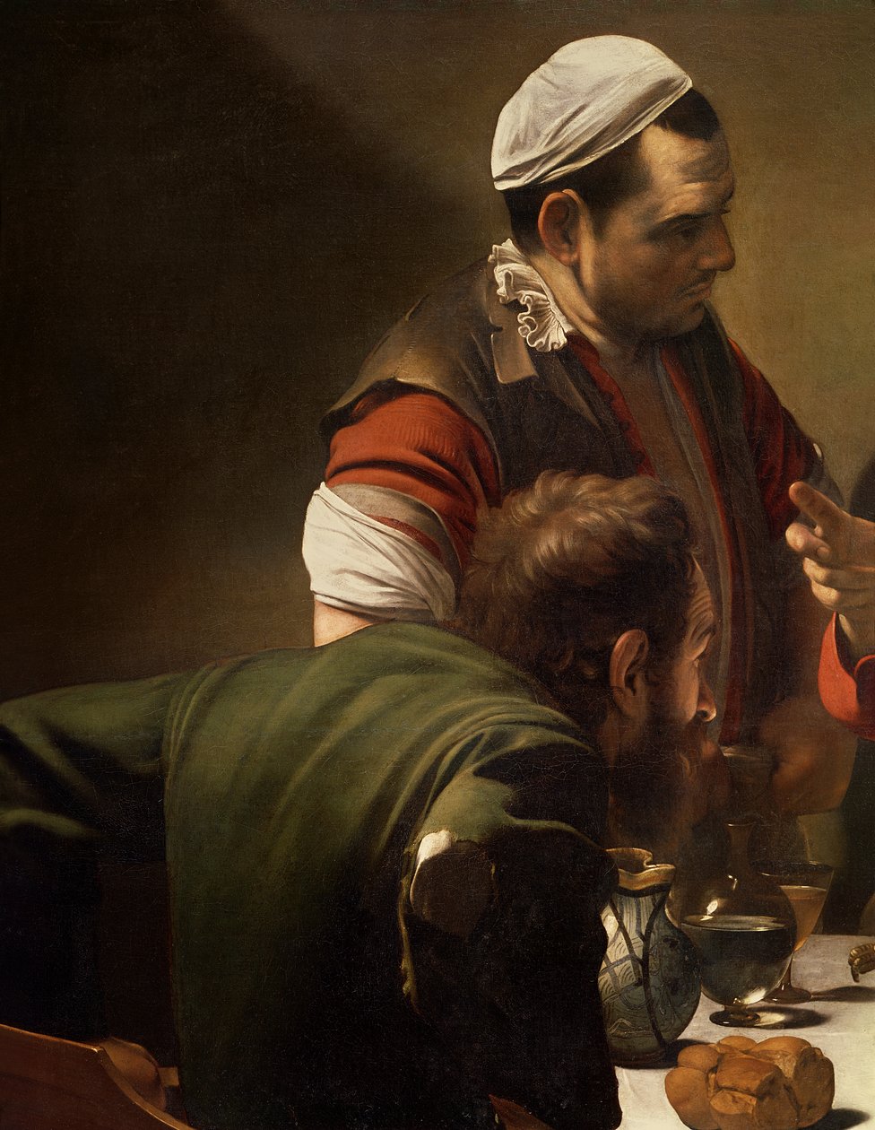Wieczerza w Emaus, 1601 (olej i tempera na płótnie) (detal 928) autorstwa Michelangelo Merisi Caravaggio