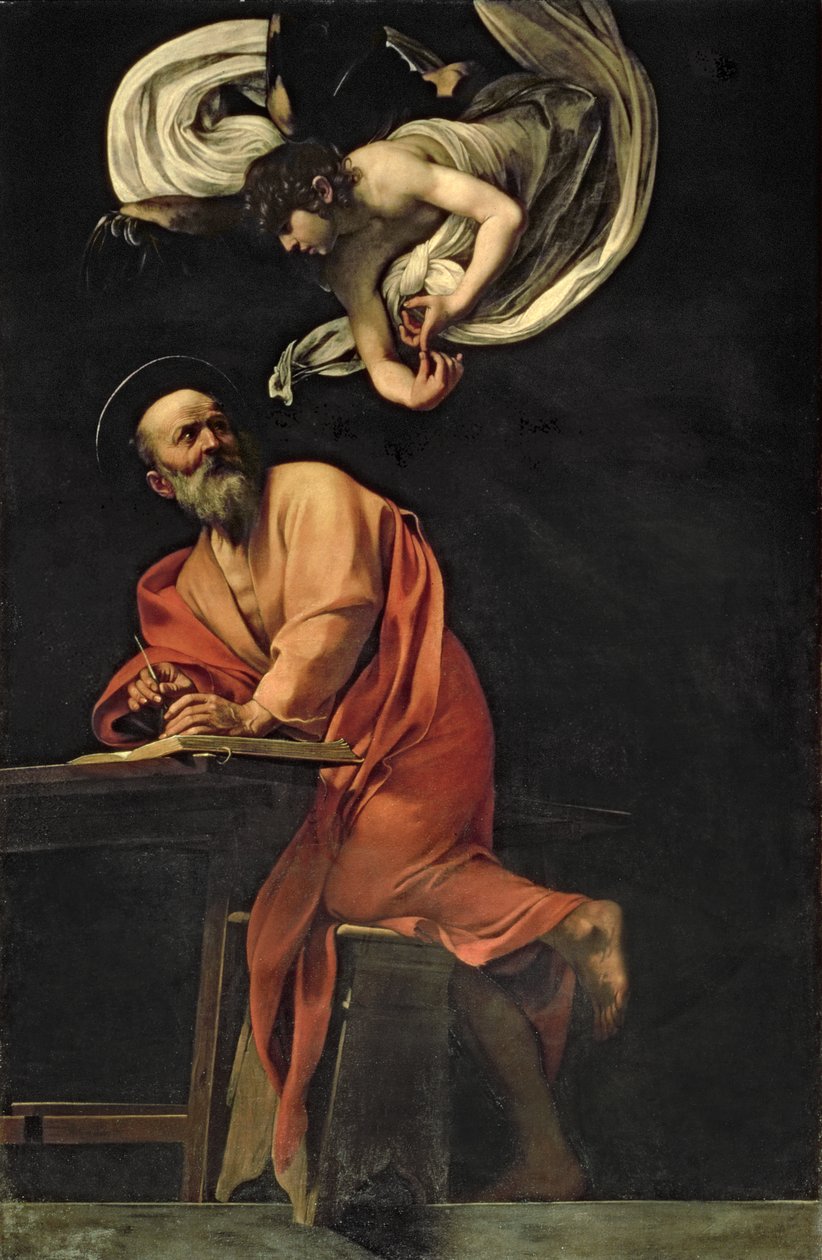 Św. Mateusz i Anioł, 1602 (panel) autorstwa Michelangelo Merisi Caravaggio