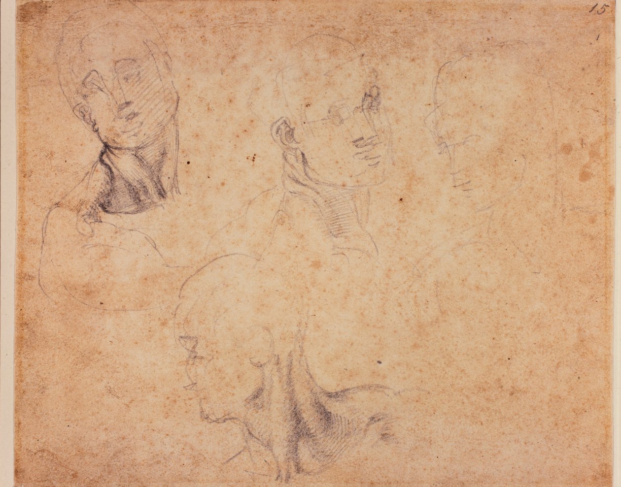 Cztery badania głowy mężczyzn autorstwa Michelangelo (after) Buonarroti