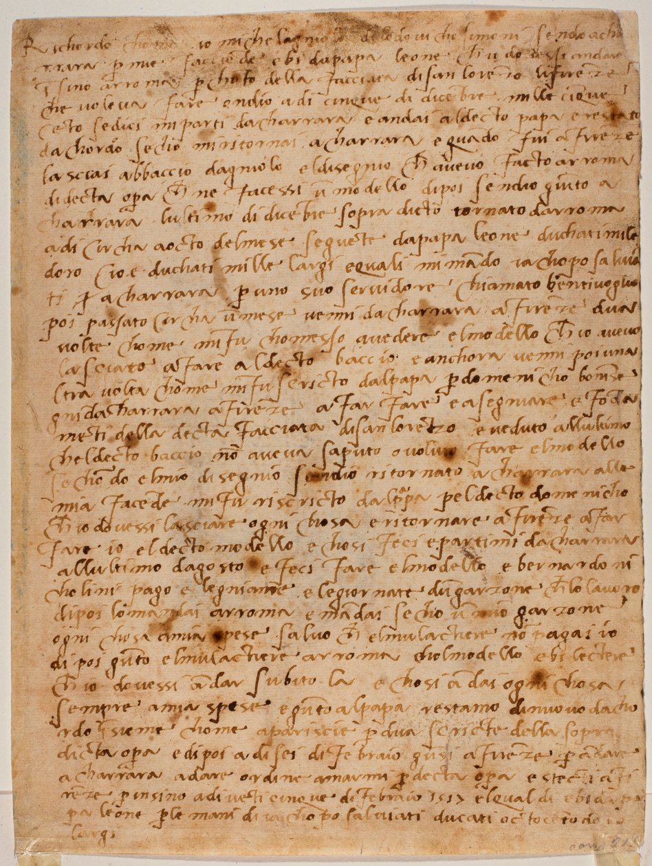 Pamięć autografu autorstwa Michelangelo Buonarroti