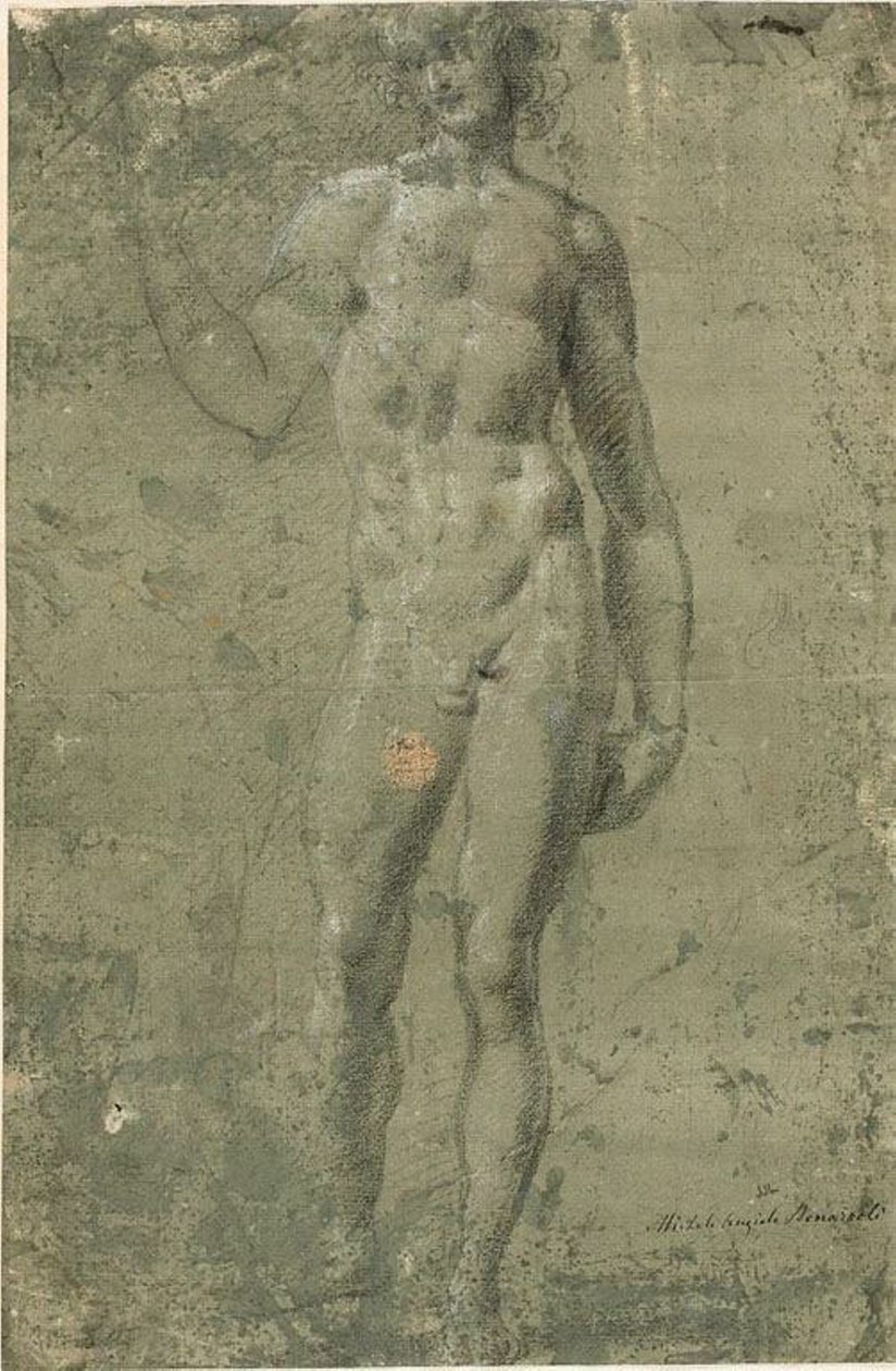 Bachus (rekto); Szkice architektoniczne (verso) autorstwa Michelangelo Buonarroti
