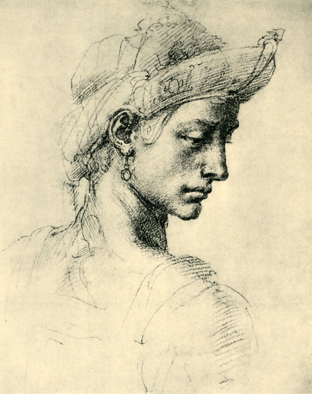 Idealna głowa, 1520-1525, 1943. autorstwa Michelangelo Buonarroti
