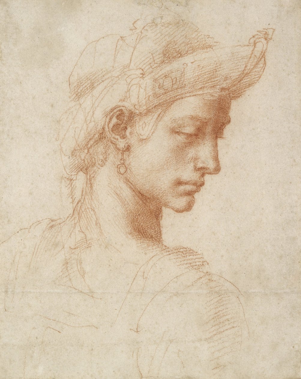 Idealna głowa, ok.1518-20 (czerwona kreda na papierze) autorstwa Michelangelo Buonarroti