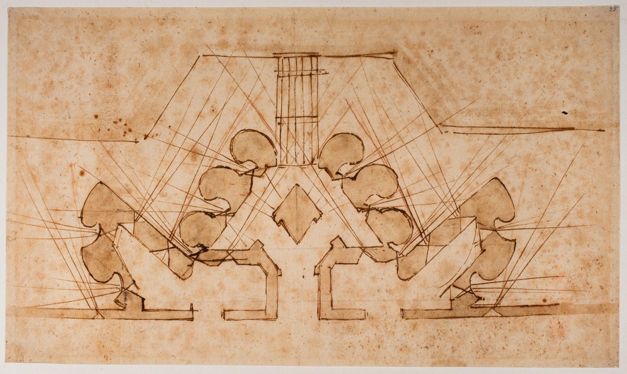 Plan fortyfikacji bramy autorstwa Michelangelo Buonarroti