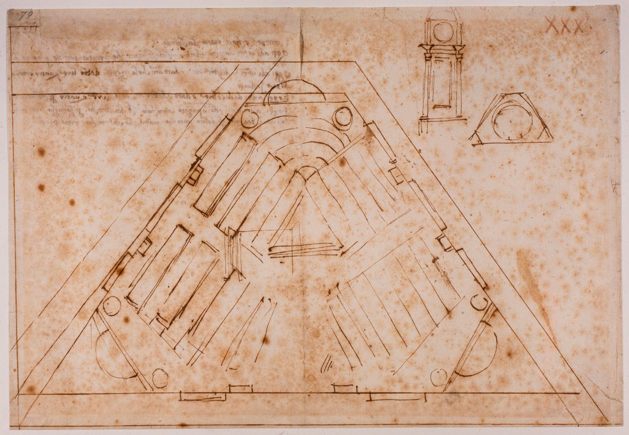 Plany dotyczące "małej biblioteki autorstwa Michelangelo Buonarroti