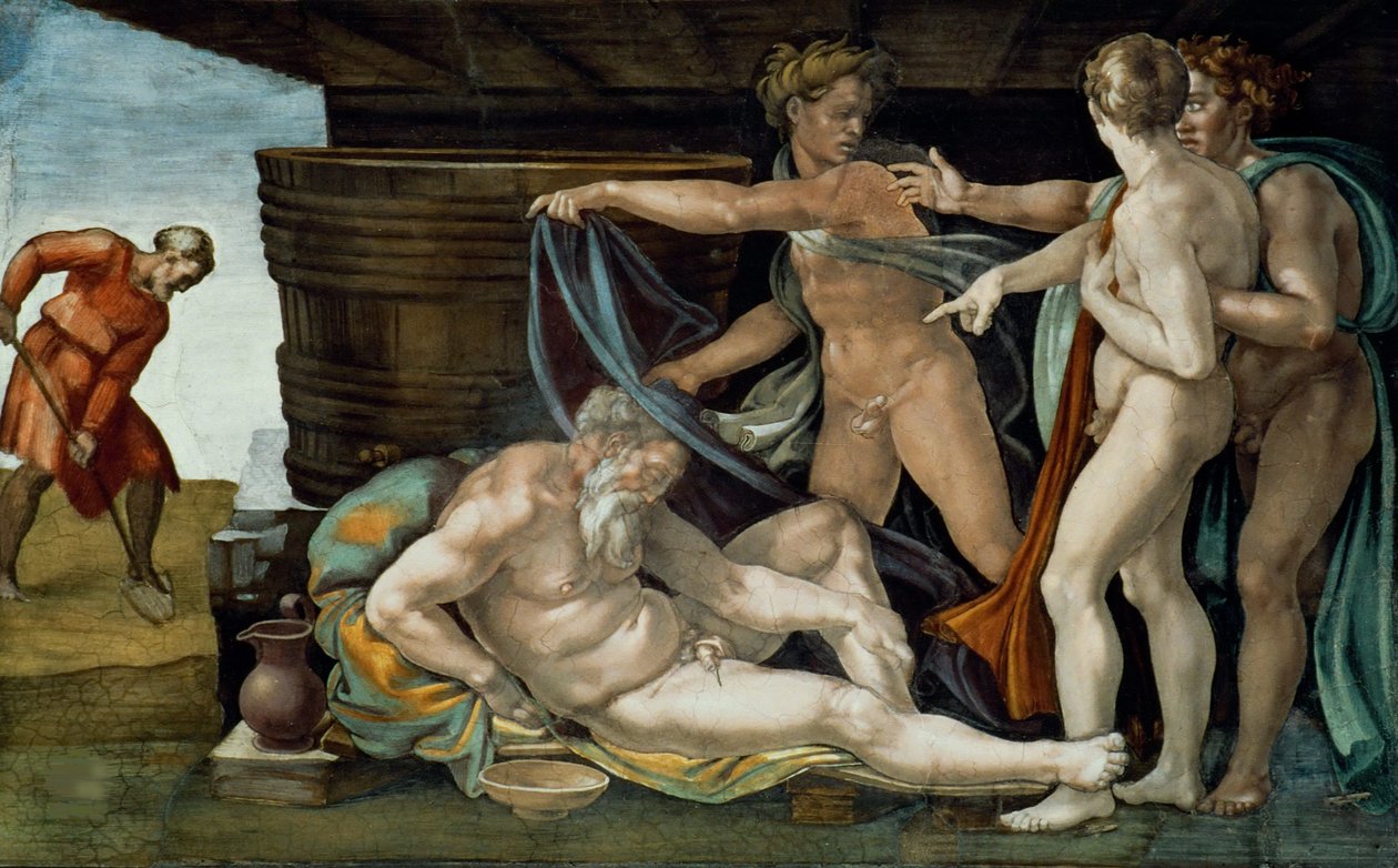 Pijaństwo Noego autorstwa Michelangelo Buonarroti
