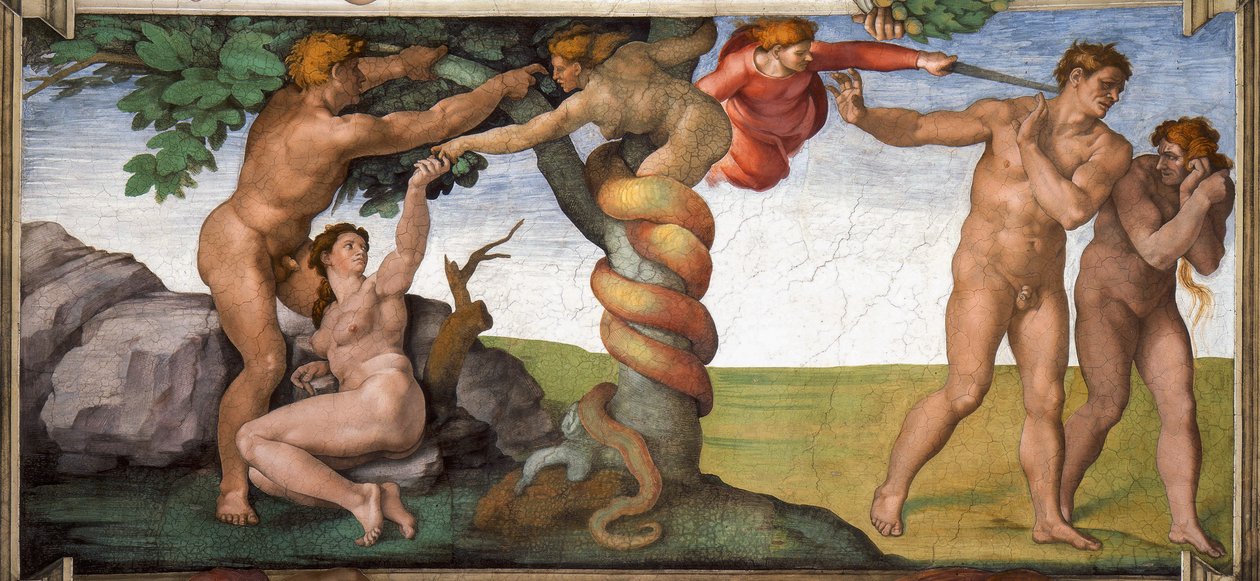Wypędzenie z raju autorstwa Michelangelo Buonarroti
