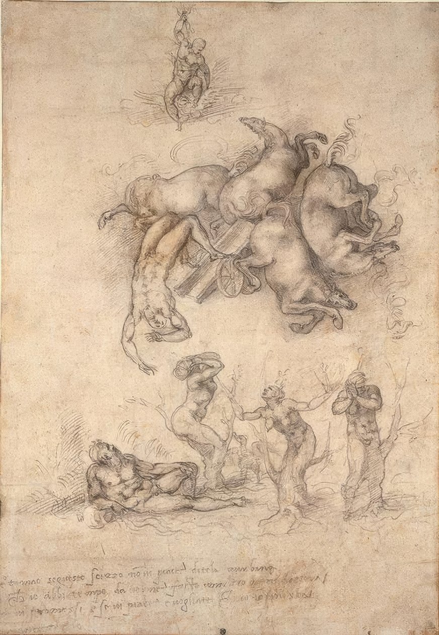 Upadek Faetona autorstwa Michelangelo Buonarroti