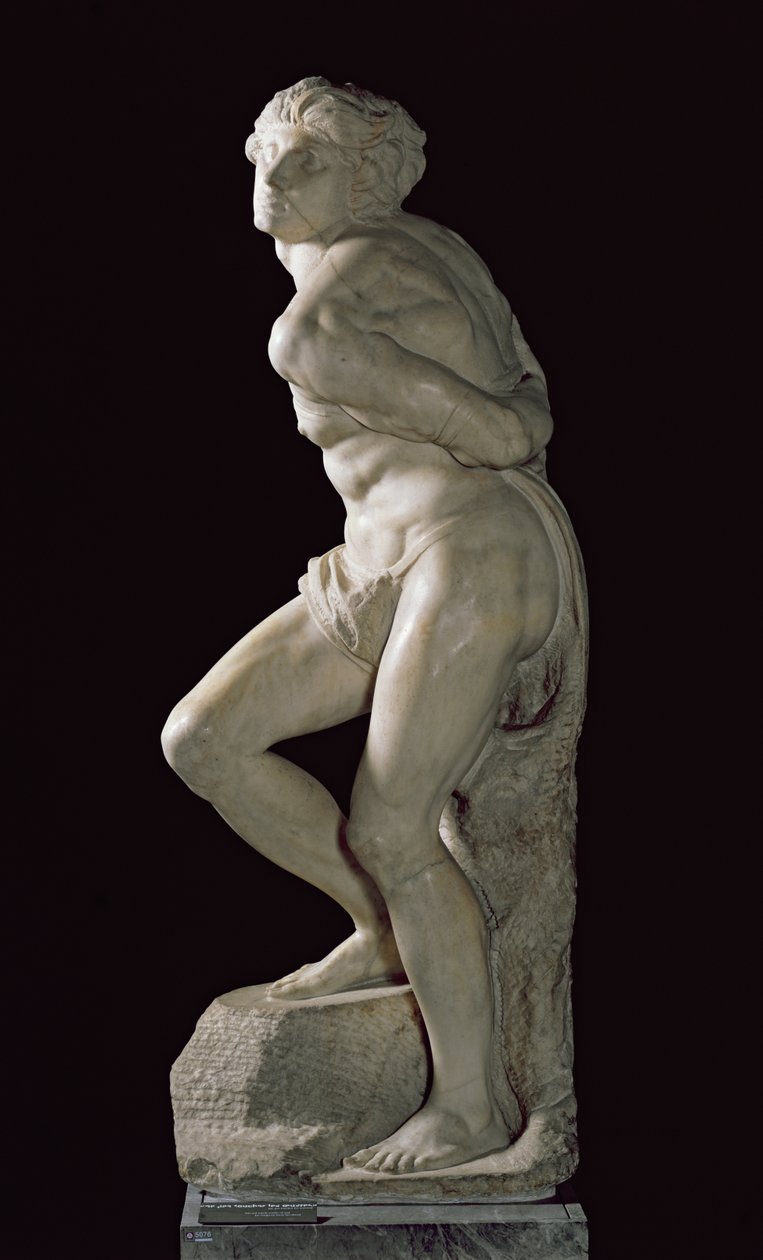 Zbuntowany niewolnik, 1513-15 autorstwa Michelangelo Buonarroti