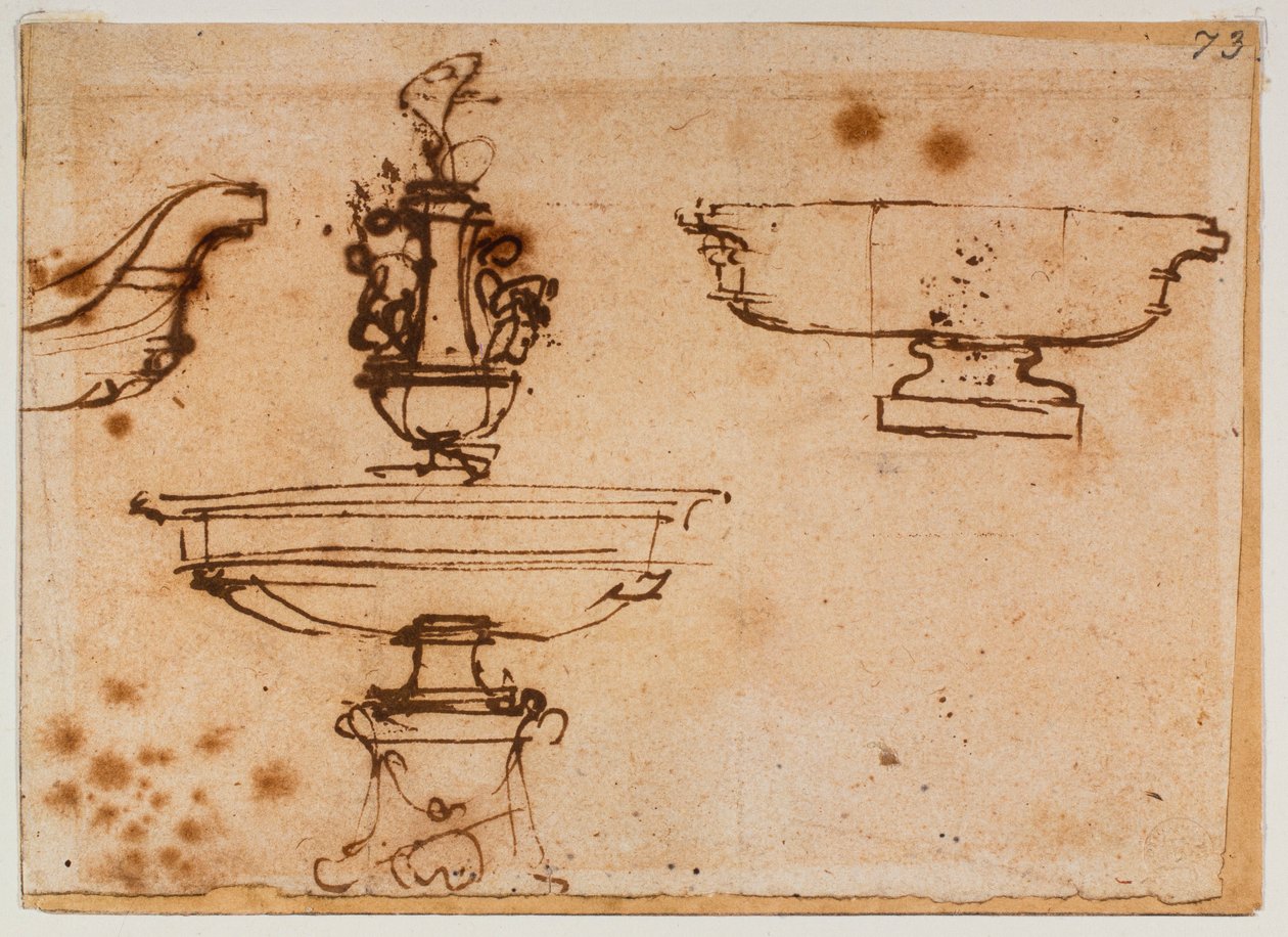 Trzy wzory fontann autorstwa Michelangelo Buonarroti