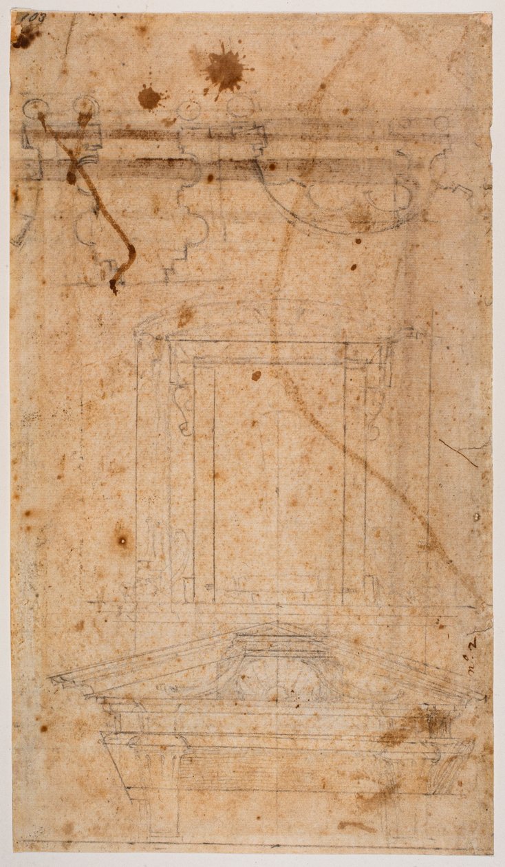 Grobowiec ścienny i częściowy plan kościoła autorstwa Michelangelo Buonarroti