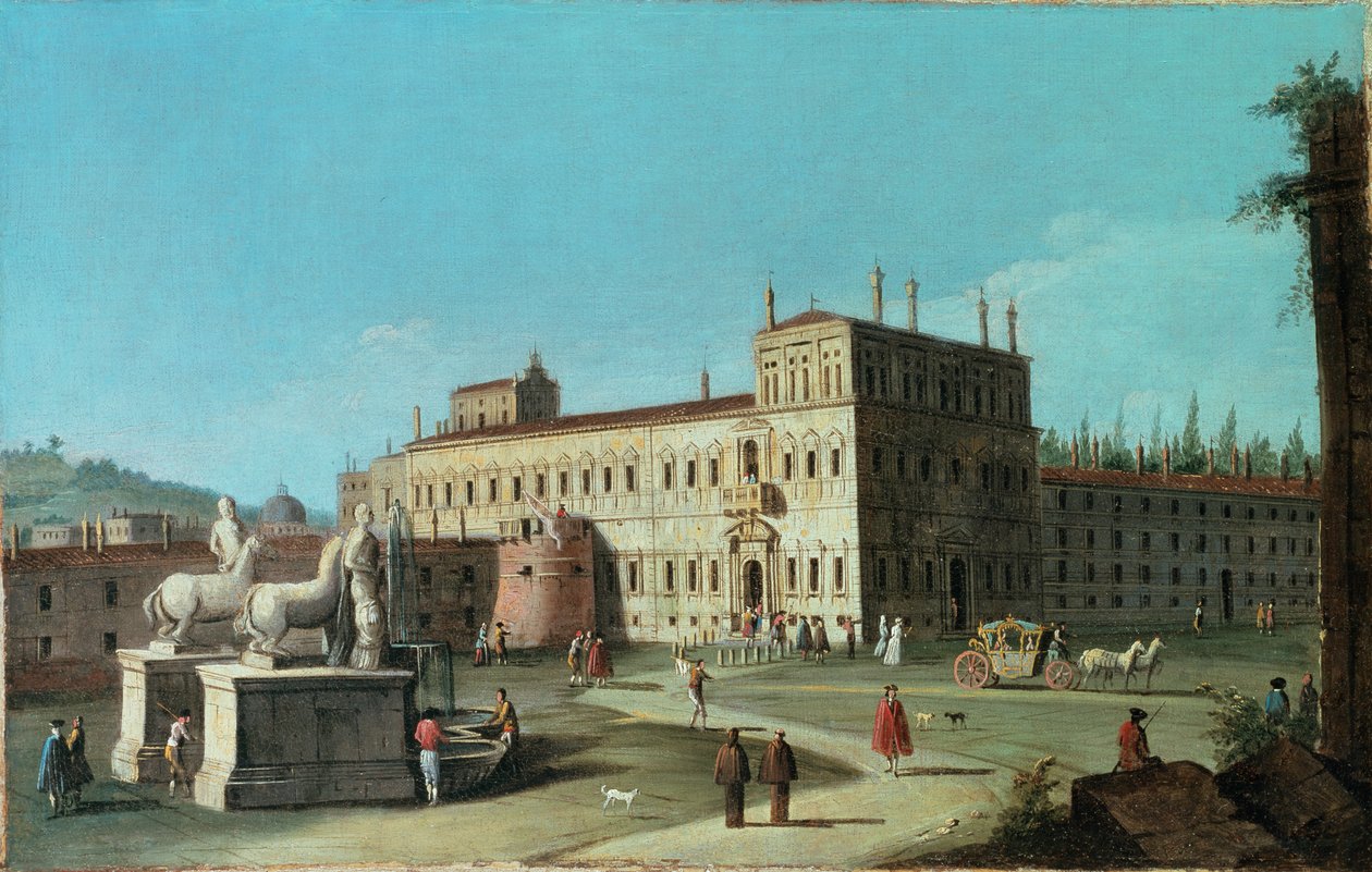 Widok na Palazzo del Quirinale, Rzym autorstwa Michele Marieschi