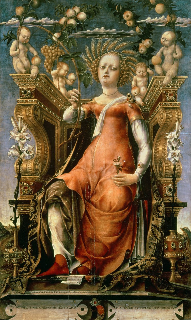Muse Thalia (Ceres Inthroned) (olej, tempera, drewno) autorstwa Michele Pannonio