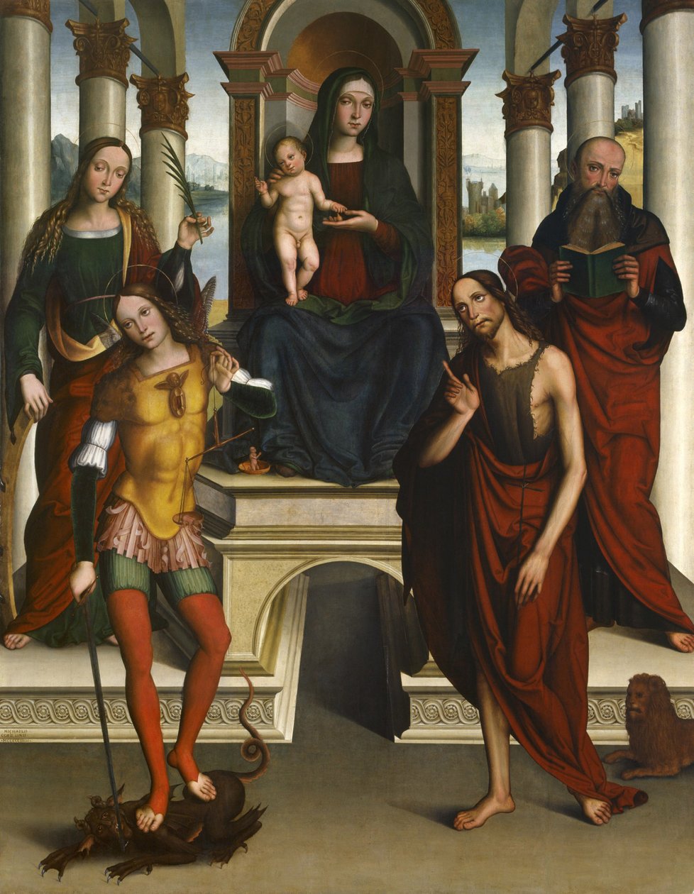 Madonna z Dzieciątkiem na tronie ze świętymi, 1506 autorstwa Michele di Luca dei Coltellini