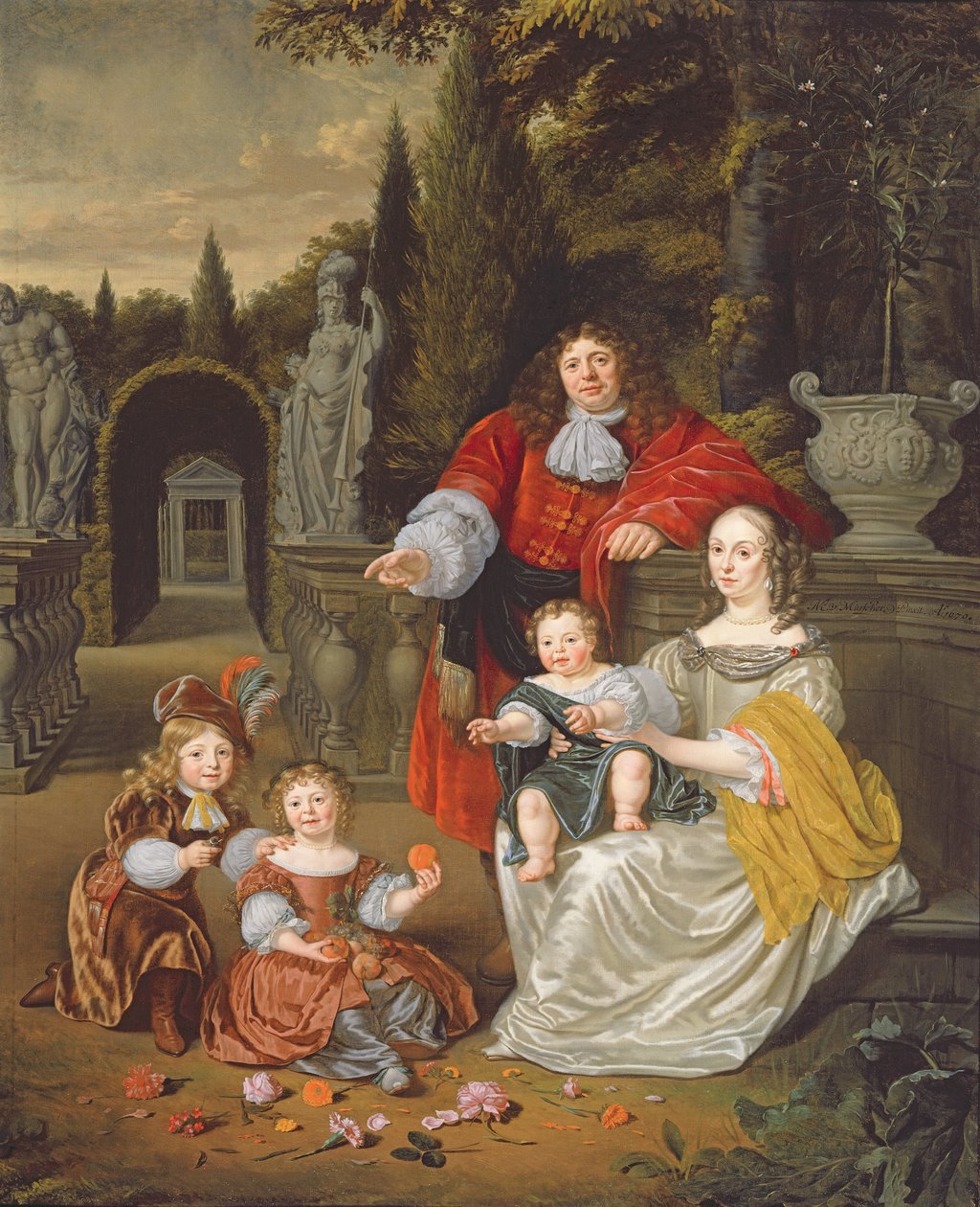Grupa rodzinna na tarasie, 1670 autorstwa Michiel van Musscher