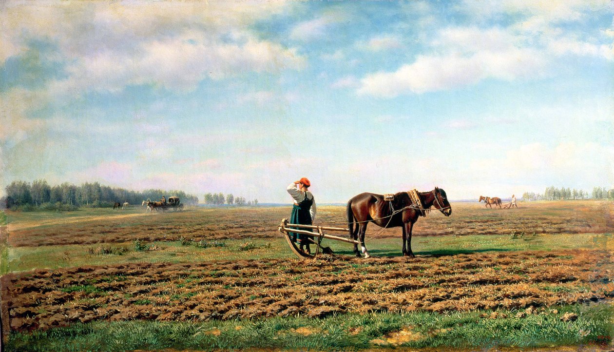Orka pola, 1871 autorstwa Mikhail Konstantinovich Klodt