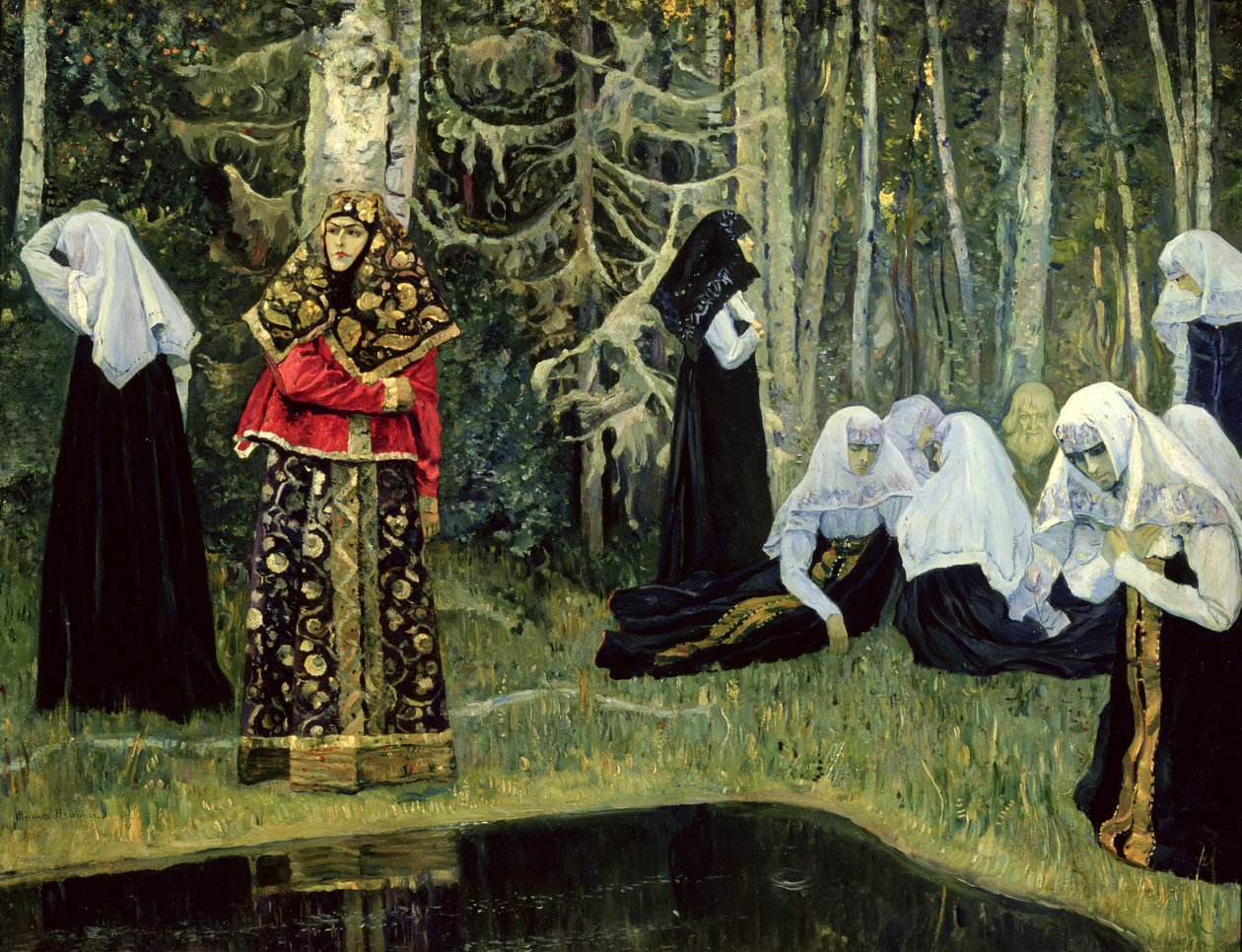 Legenda o niewidzialnym mieście Kiteż, 1917-22 autorstwa Mikhail Vasilievich Nesterov