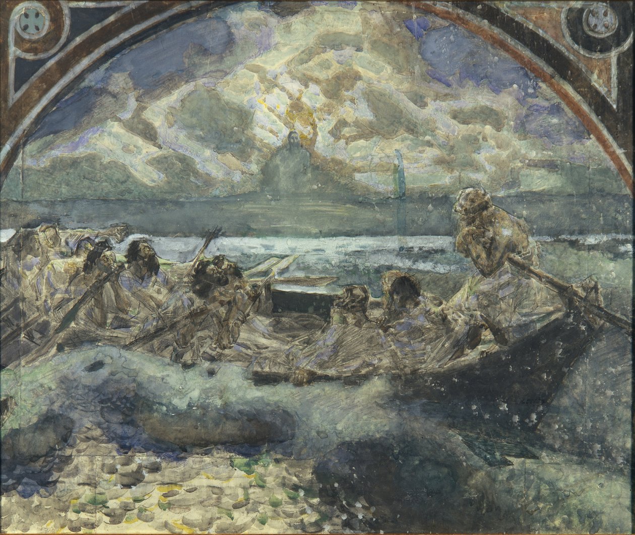 Jezus chodzi po wodzie, 1890 autorstwa Mikhail Aleksandrovich Vrubel