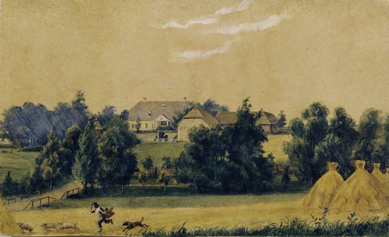 Posiadłość Priyutino, lata 30. XIX w. autorstwa Mikhail Ivanovich Lebedev