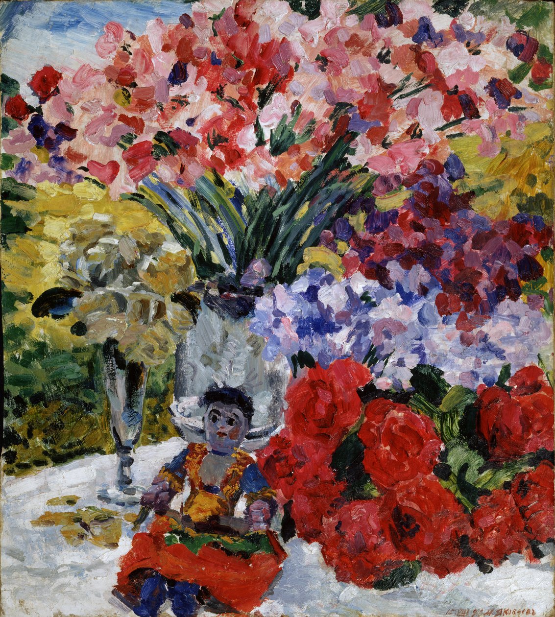 Kwiaty i lalka, 1916 autorstwa Mikhail Nikolayevich Yakovlev