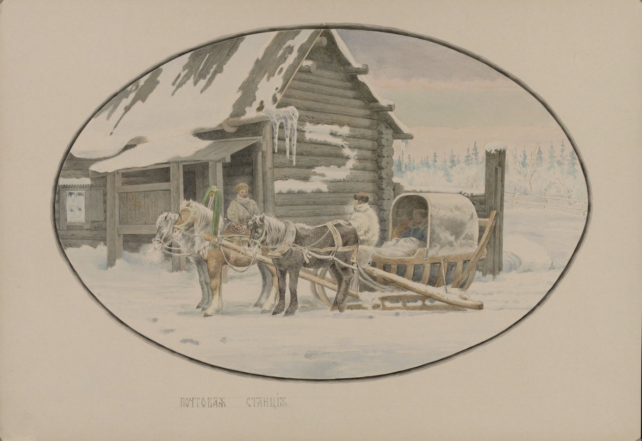 Stacja pocztowa, 1862. autorstwa Mikhail Stepanovich Znamensky