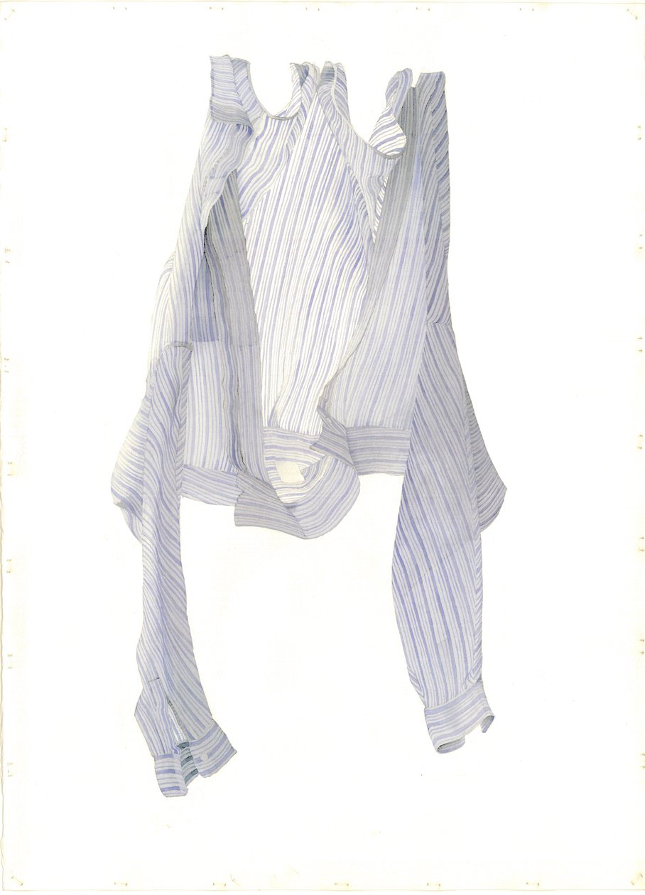 Niebieska koszula w paski na wietrze, 2004 (wc na papierze) autorstwa Miles Contemporary Artist Thistlethwaite