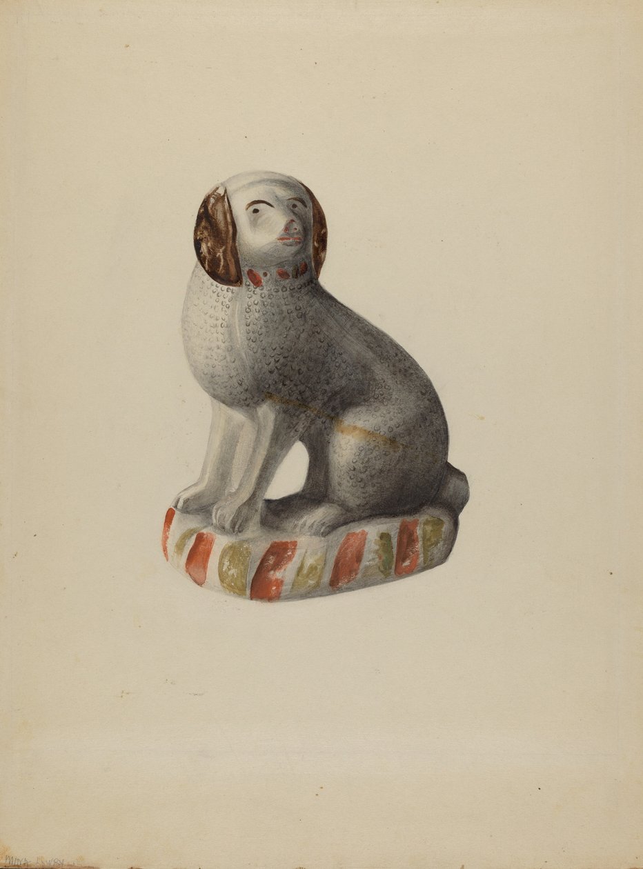 Pa. Figurka niemieckiego psa, ok. 1900 r. 1937. autorstwa Mina Lowry