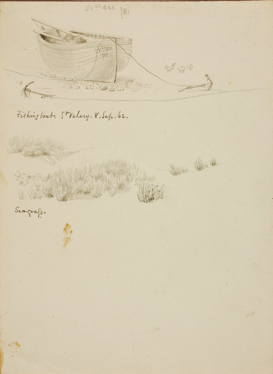 Łódź rybacka/trawa morska, St. Valery autorstwa Miner Kilbourne Kellogg