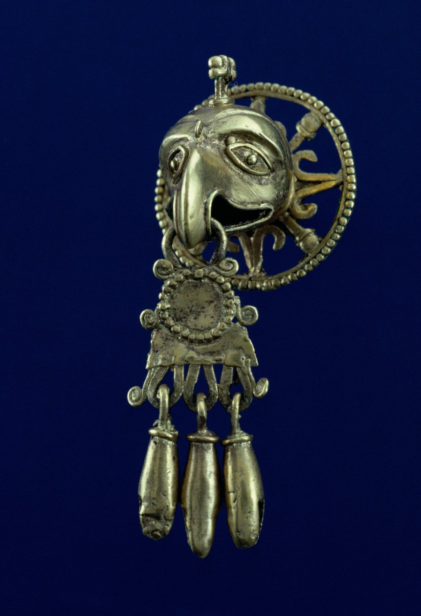 Zatyczka do ust ptasiego boga (złota) autorstwa Mixtec