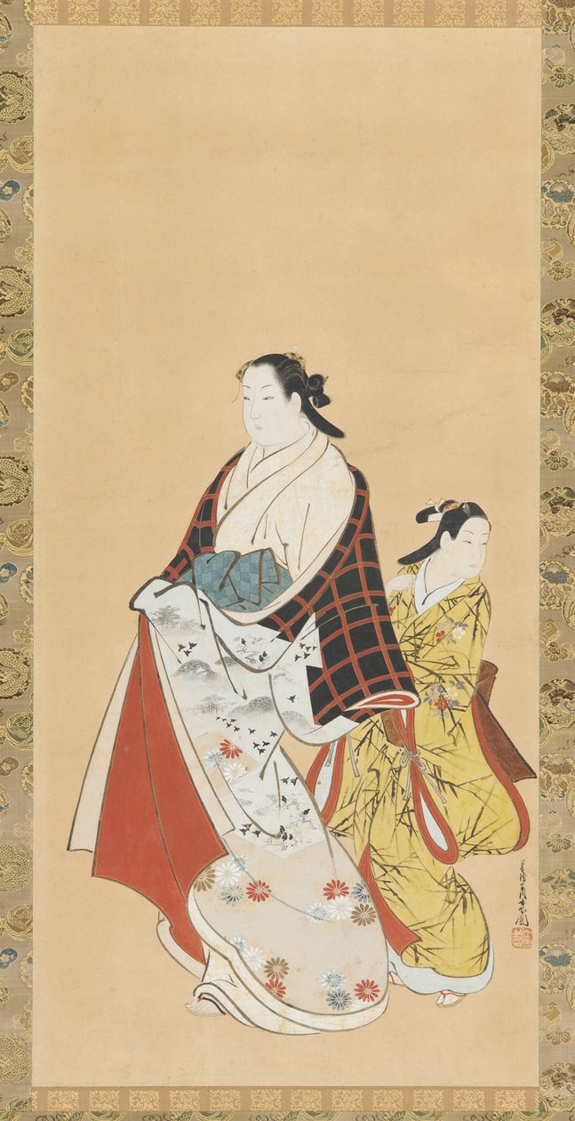Yujo i jej dubler kamuro, XVIII wiek. autorstwa Miyagawa Chōshun