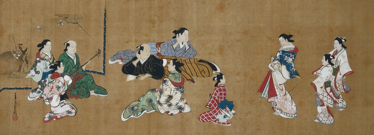 Scena rozrywkowa, XVIII wiek. autorstwa Miyagawa Chōshun