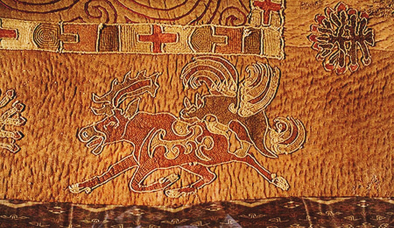 Fragment dywanu, Noin Ula, Xiongu Era autorstwa Mongolian School