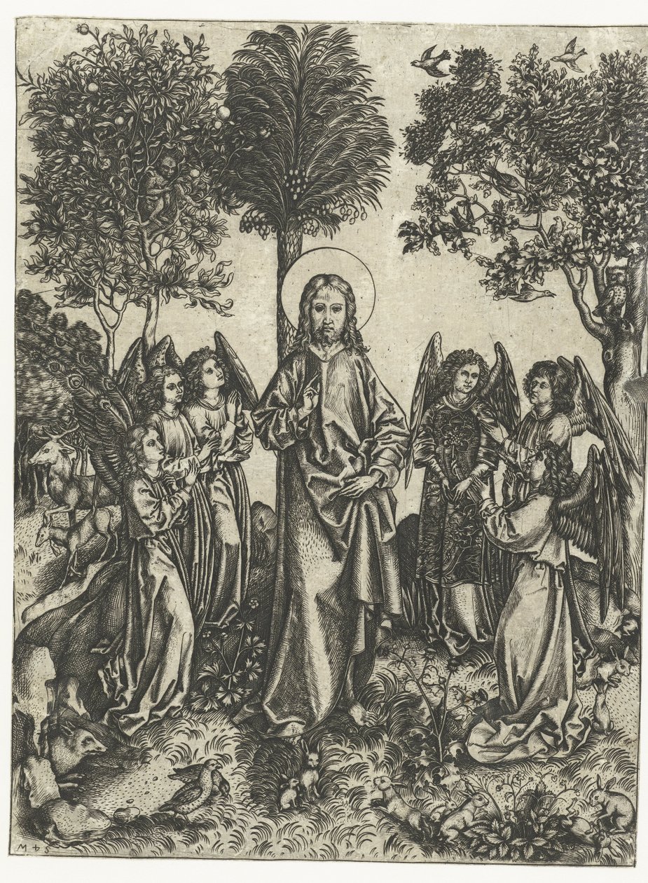 Chrystus na pustyni z aniołami autorstwa Monogrammist IE