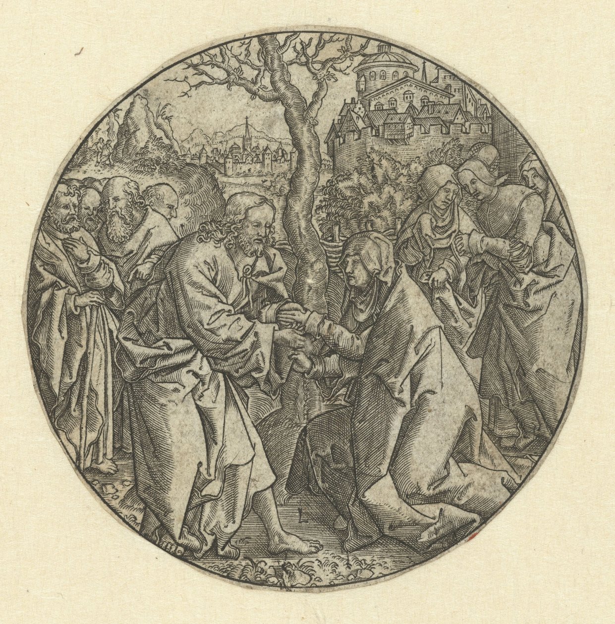 Chrystus żegna się z Maryją autorstwa Monogrammist L (graveur, Nederland)