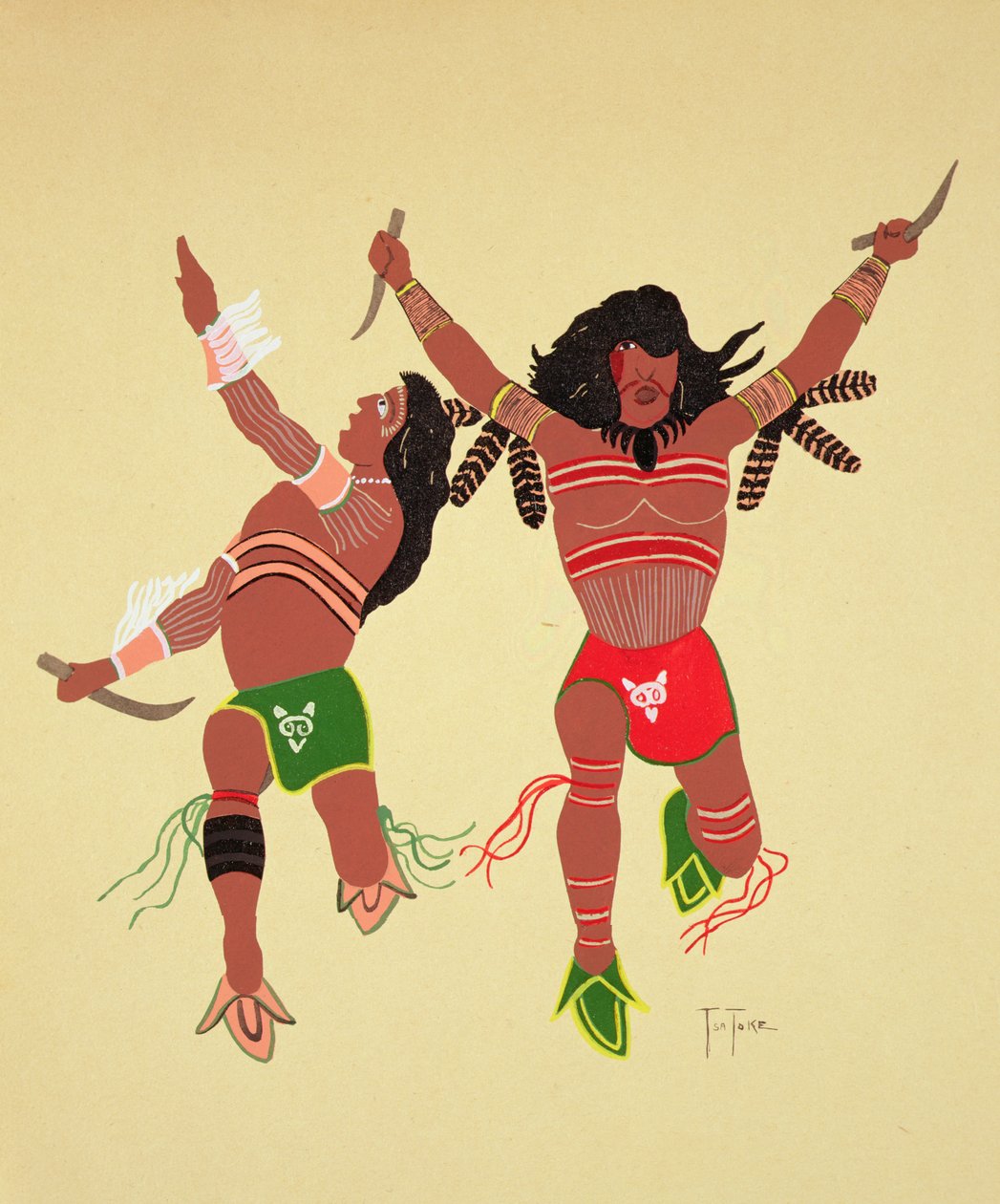 Kiowa Warriors (druk szablonowy) autorstwa Monroe Tsatoke