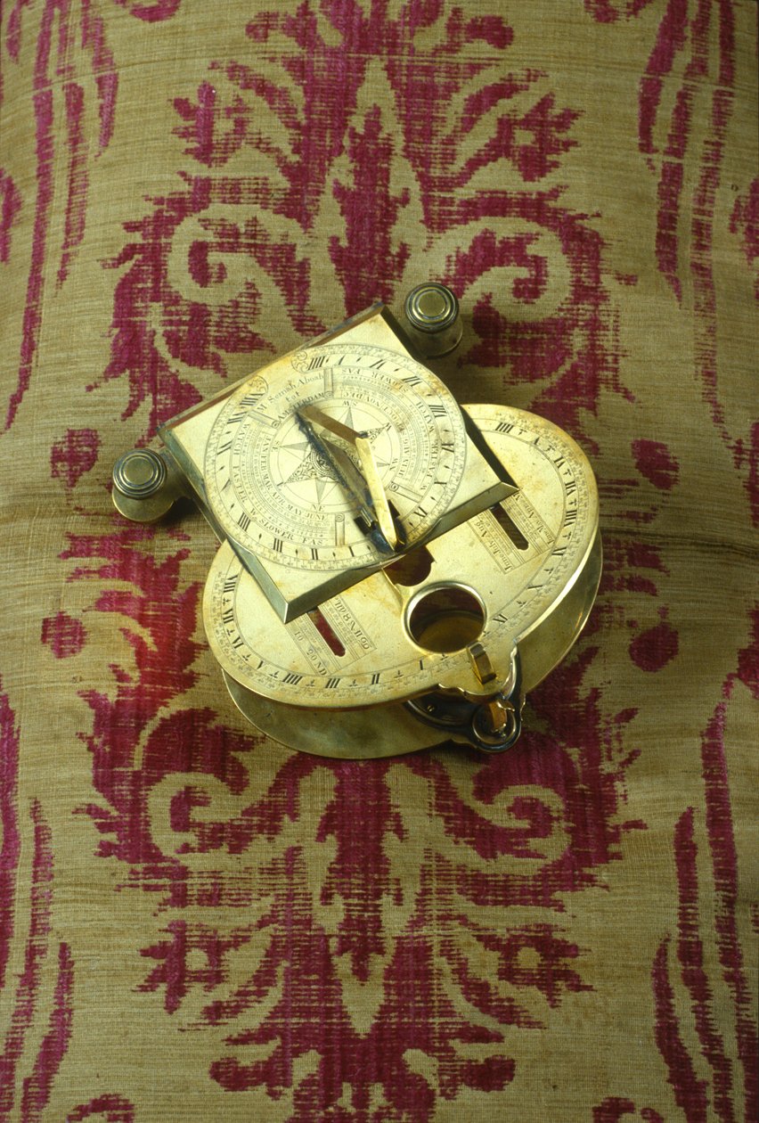 Pochylony zegar zegarowy analematyczny, ok. 1750 (mosiądz) autorstwa Mordecai Semah Aboab