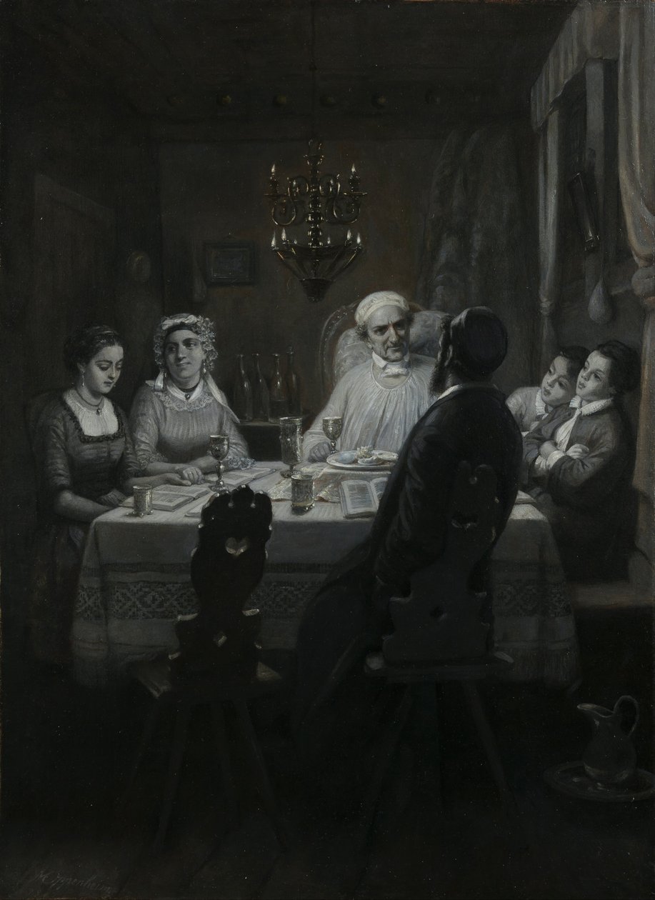 Seder (Posiłek Paschalny) (Wigilia Wielkanocna) autorstwa Moritz Daniel Oppenheim