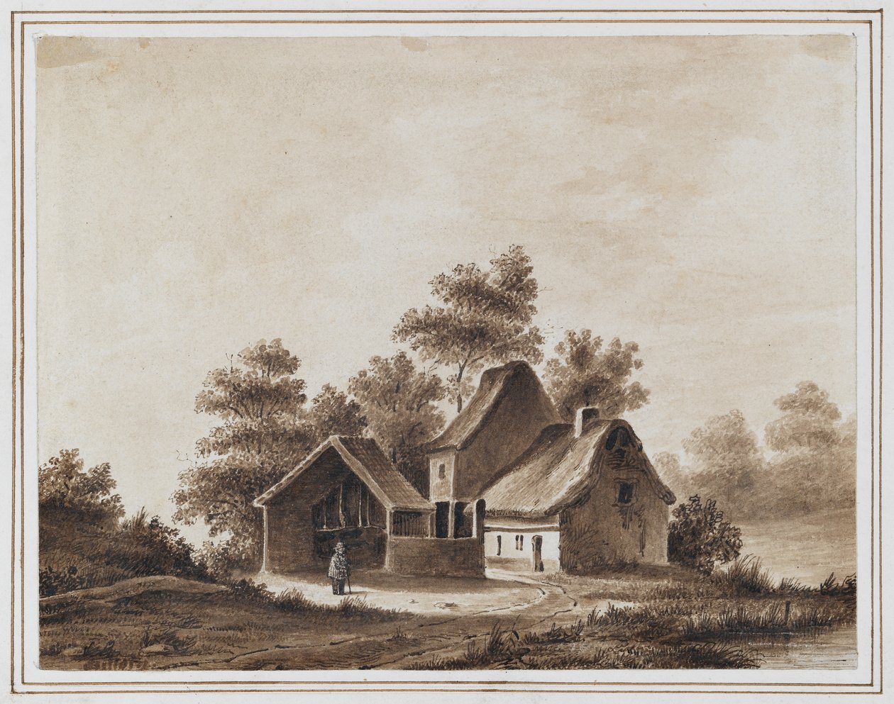 Schubert przed karczmą w Tullin pod Wiedniem, 13 maja 1823 r. (tusz i pranie na papierze) autorstwa Moritz Ludwig von Schwind