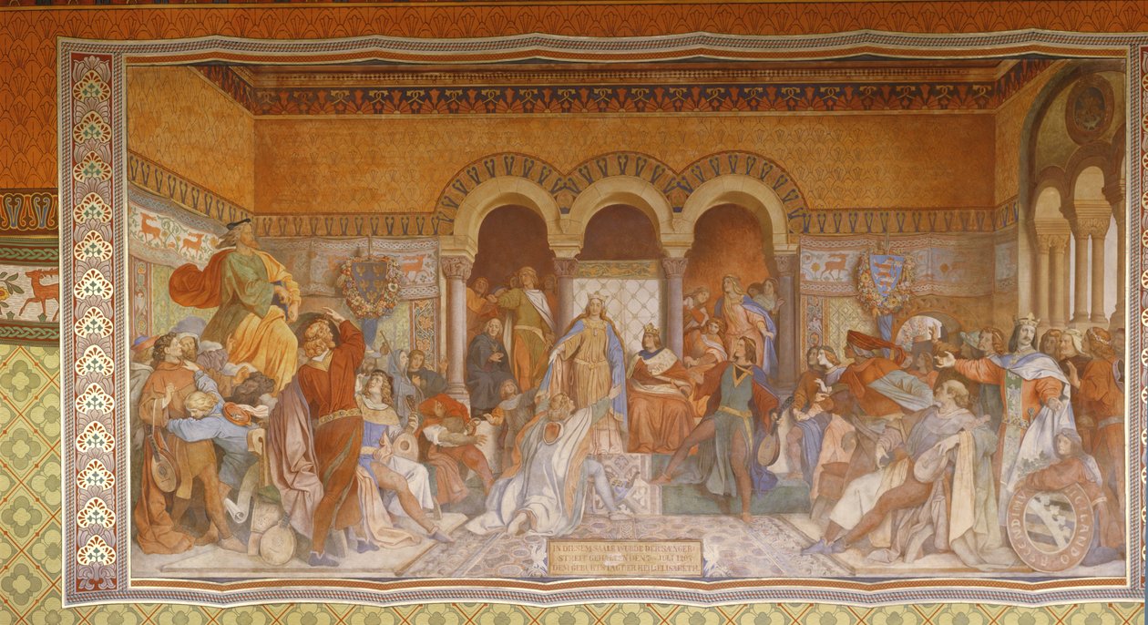 Der Saengerkrieg, c.1854-55 autorstwa Moritz Ludwig von Schwind