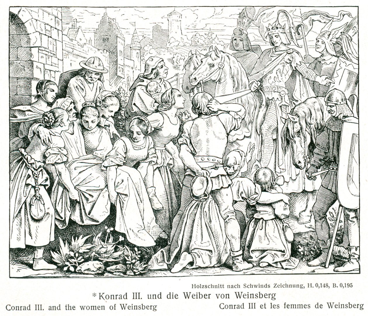 Konrada III. i kobiety z Weinsbergu. autorstwa Moritz Ludwig von Schwind