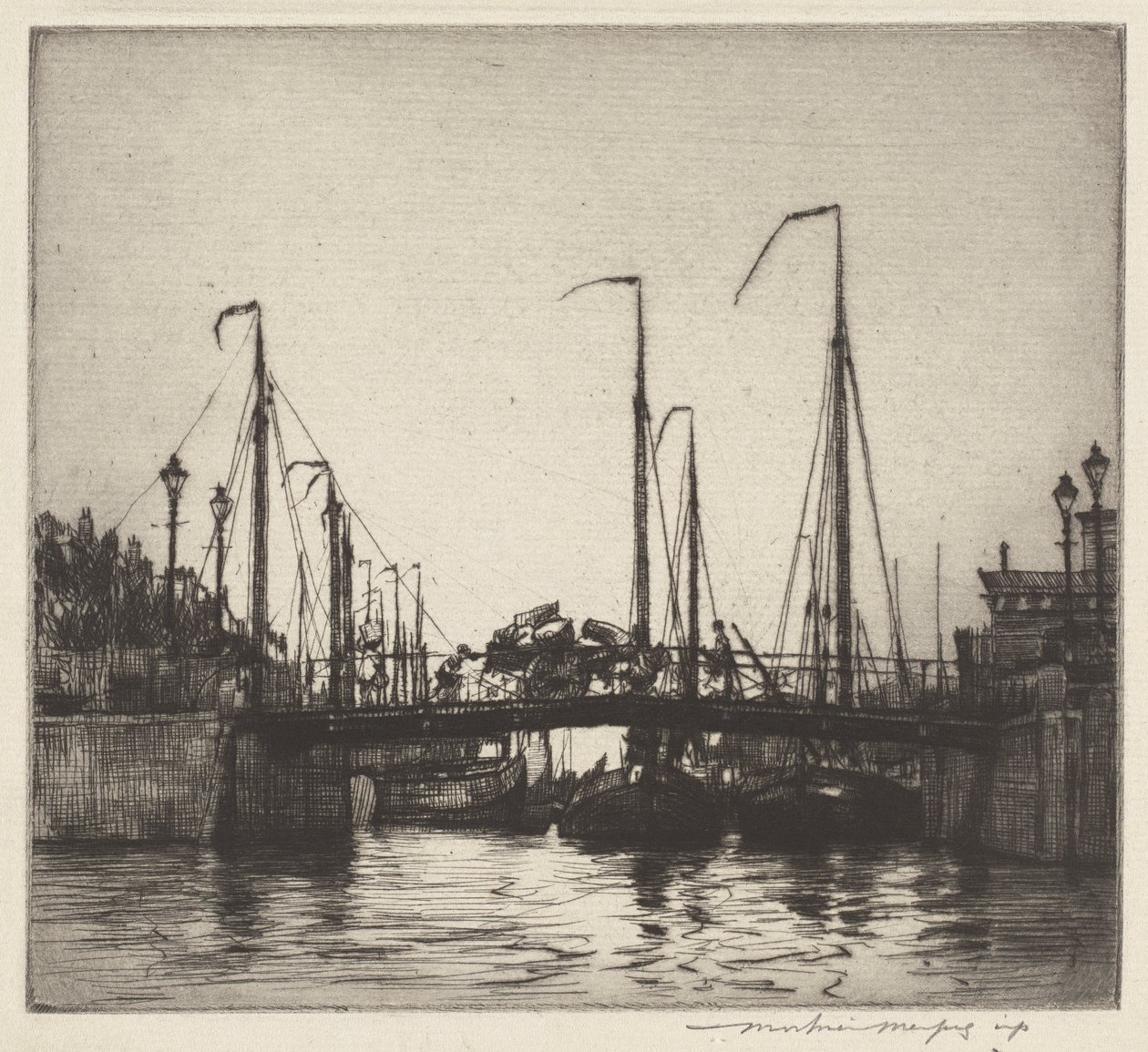Most, Rotterdam (Chioggia: łodzie rybackie) autorstwa Mortimer Menpes